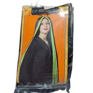 30” Straight Black and Green Witch Wig Costume Party Hair Mermaid